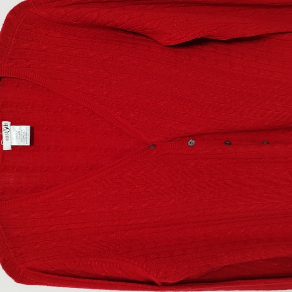 Cherry Red East 5th V Neck Cardigan Sweater sz Large - XL - Picture 2 of 7